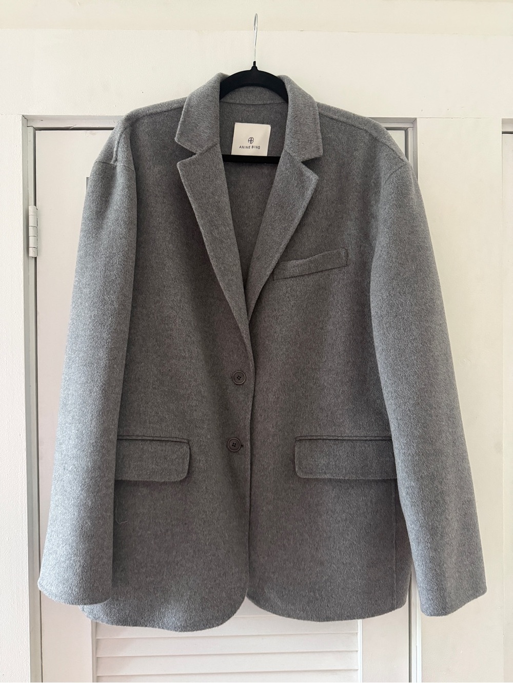 Anine Bing Oversized Heavyweight Cashmere Blend Blazer in Heather Grey - Picture 5 of 9